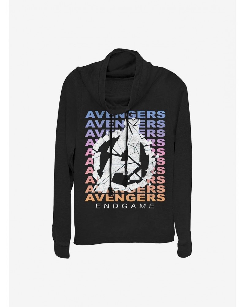 Marvel Avengers Gradient Logo Cowlneck Long-Sleeve Girls Top $14.01 Tops