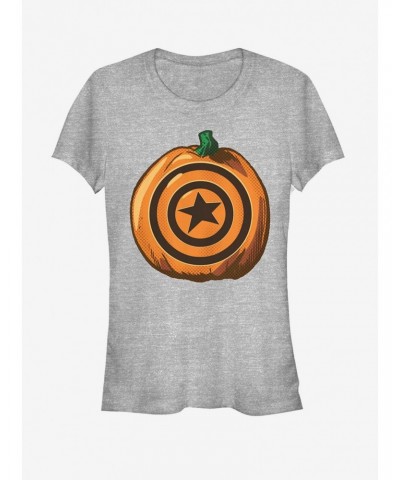 Marvel Halloween Captain America Shield Pumpkin Girls T-Shirt $8.17 T-Shirts