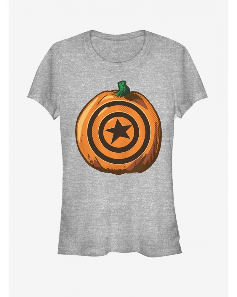 Marvel Halloween Captain America Shield Pumpkin Girls T-Shirt $8.17 T-Shirts