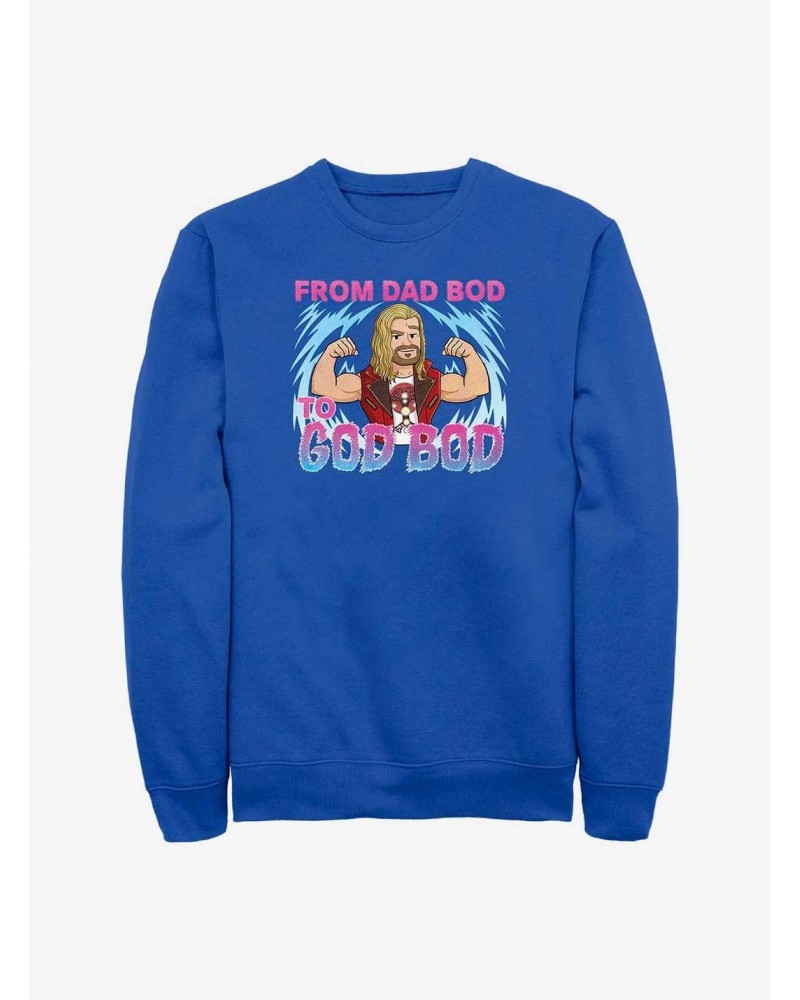 Marvel Thor: Love and Thunder Dad Bod To God Bod Sweatshirt $11.22 Sweatshirts