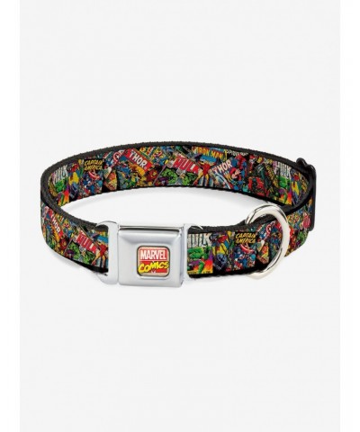 Marvel Avengers Retro Comic Books Stacked Seatbelt Buckle Pet Collar $8.72 Pet Collars