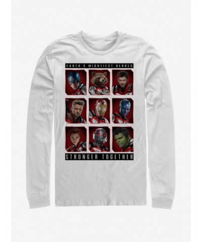 Marvel Avengers: Endgame Mightiest Heroes Stack White Long-Sleeve T-Shirt $12.11 T-Shirts