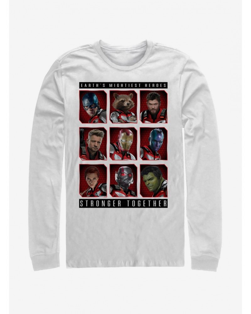 Marvel Avengers: Endgame Mightiest Heroes Stack White Long-Sleeve T-Shirt $12.11 T-Shirts