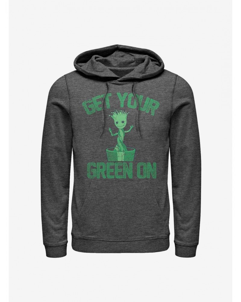 Marvel Guardians Of The Galaxy Groot Green Hoodie $17.60 Hoodies