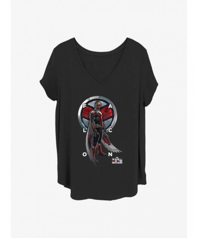 Marvel The Falcon and the Winter Soldier Falcon Grid Text Girls T-Shirt Plus Size $8.55 T-Shirts