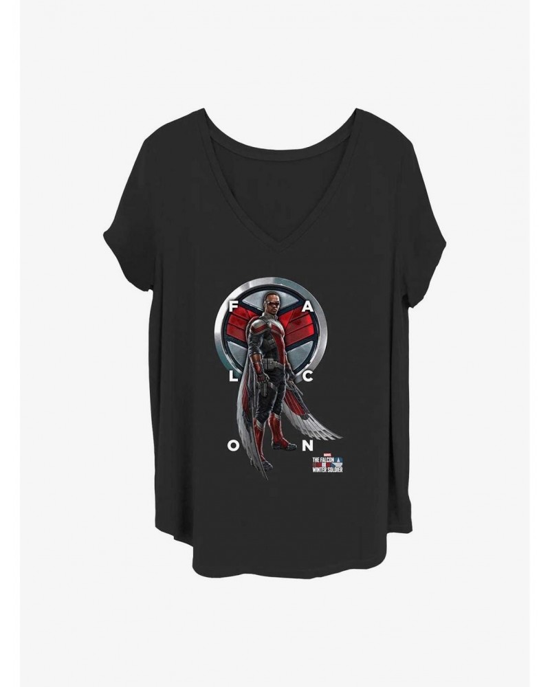 Marvel The Falcon and the Winter Soldier Falcon Grid Text Girls T-Shirt Plus Size $8.55 T-Shirts