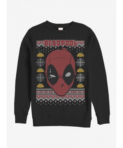 Marvel Deadpool Mask Ugly Christmas Sweater Sweatshirt $12.99 Sweatshirts