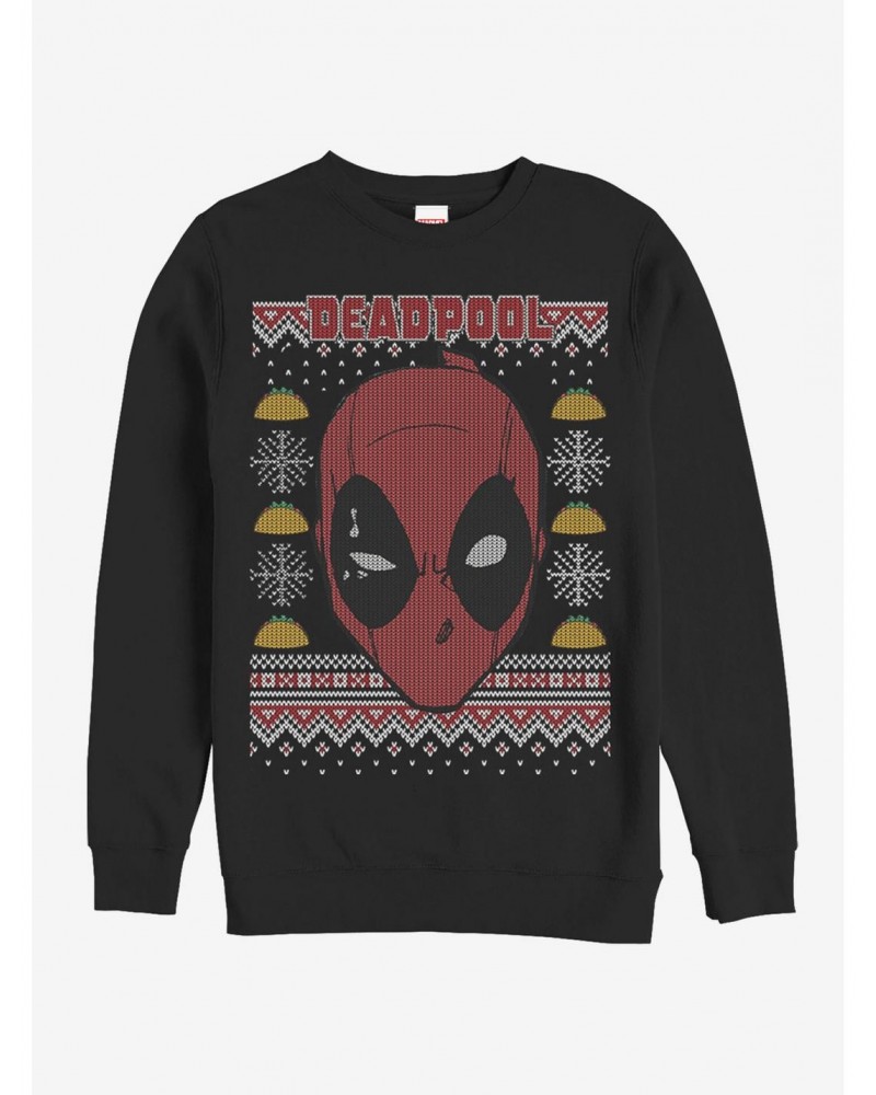 Marvel Deadpool Mask Ugly Christmas Sweater Sweatshirt $12.99 Sweatshirts