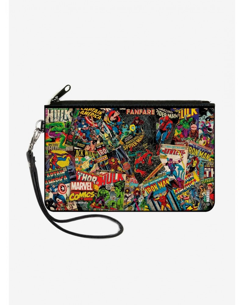 Marvel Retro Comic Books Stacked Wallet Canvas Zip Clutch $9.45 Clutches