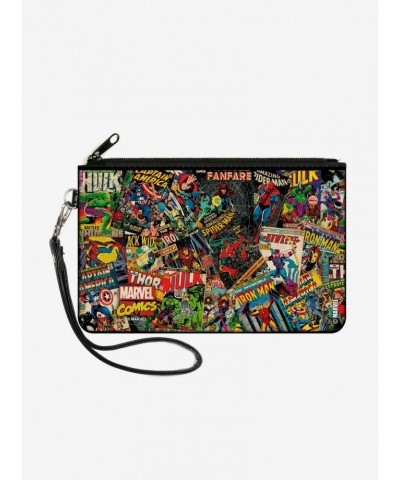 Marvel Retro Comic Books Stacked Wallet Canvas Zip Clutch $9.45 Clutches