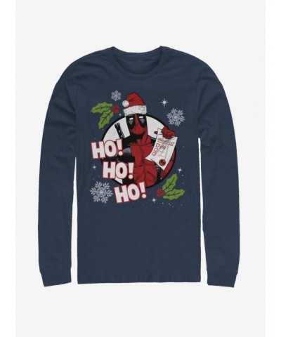 Marvel Deadpool Santa Naughty List Long-Sleve T-Shirt $8.42 T-Shirts