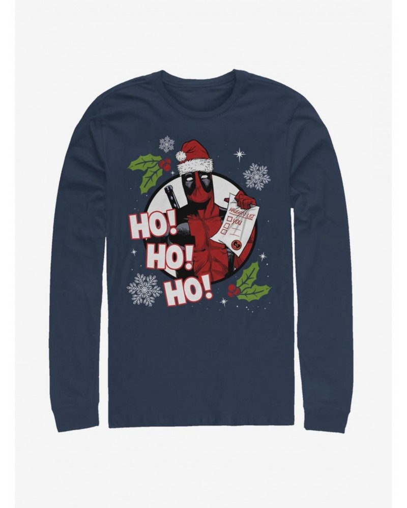 Marvel Deadpool Santa Naughty List Long-Sleve T-Shirt $8.42 T-Shirts