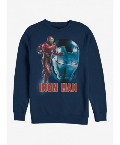 Marvel Avengers: Endgame Iron Man Profile Navy Blue Sweatshirt $11.81 Sweatshirts