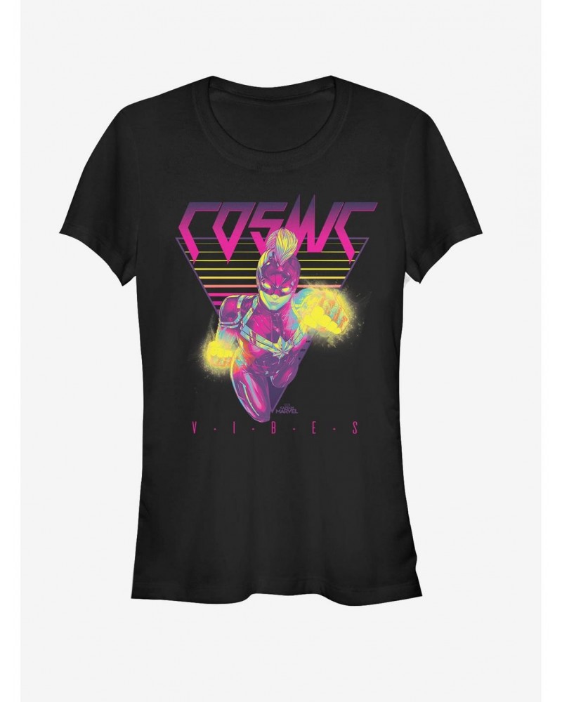 Marvel Captain Marvel Cosmic Neon Girls T-Shirt $9.16 T-Shirts