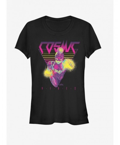 Marvel Captain Marvel Cosmic Neon Girls T-Shirt $9.16 T-Shirts