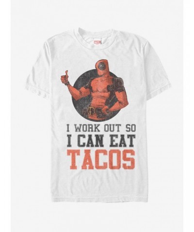 Marvel Deadpool Work Out Eat Tacos T-Shirt $7.65 T-Shirts