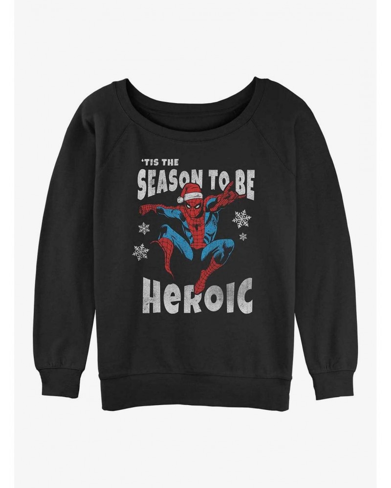 Marvel Spider-Man Tis The Season Girls Slouchy Sweatshirt $10.04 Sweatshirts