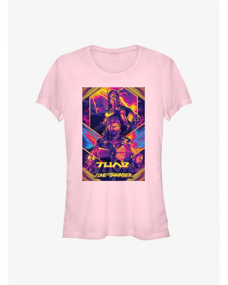 Marvel Thor: Love and Thunder Neon Poster Girls T-Shirt $9.76 T-Shirts