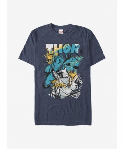 Marvel Thor Sketch Splatter Print T-Shirt $8.22 T-Shirts