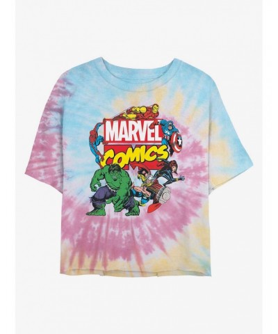 Marvel Avengers Classic Logo Tie Dye Crop Girls T-Shirt $9.25 T-Shirts