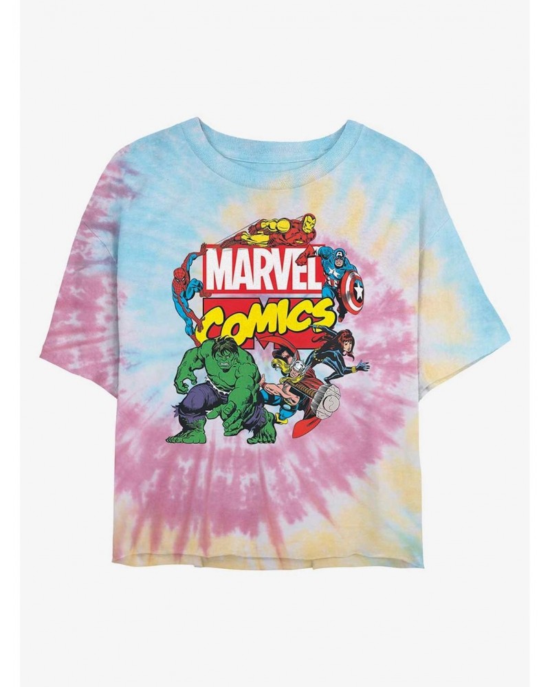 Marvel Avengers Classic Logo Tie Dye Crop Girls T-Shirt $9.25 T-Shirts