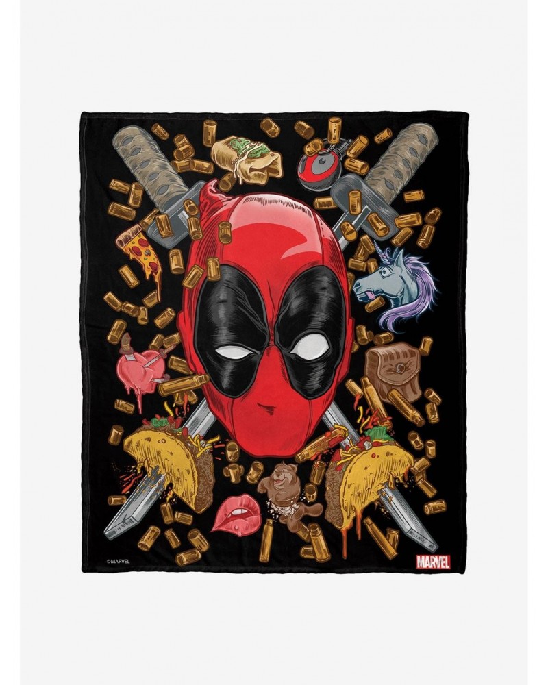 Marvel Deadpool Everything Deadpool Throw Blanket $22.76 Blankets