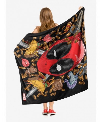 Marvel Deadpool Everything Deadpool Throw Blanket $22.76 Blankets