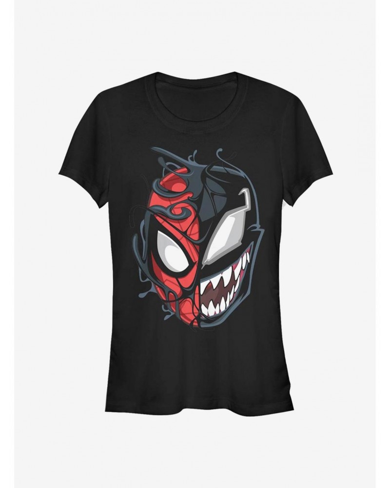 Marvel Spider-Man Venomized Mask Takeover Girls T-Shirt $8.37 T-Shirts