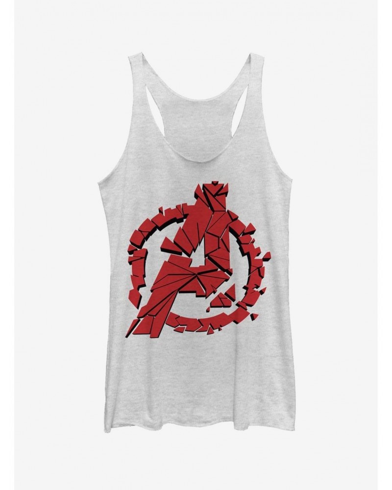 Marvel Avengers: Endgame Avengers Shattered Girls White Heathered Tank Top $6.42 Tops