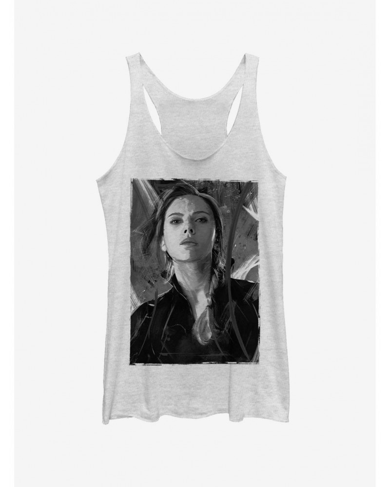 Marvel Avengers: Endgame Black Widow Darken Girls White Heathered Tank Top $10.15 Tops