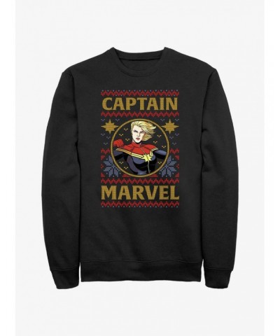 Marvel Captain Marvel Ugly Christmas Sweatshirt $12.69 Sweatshirts