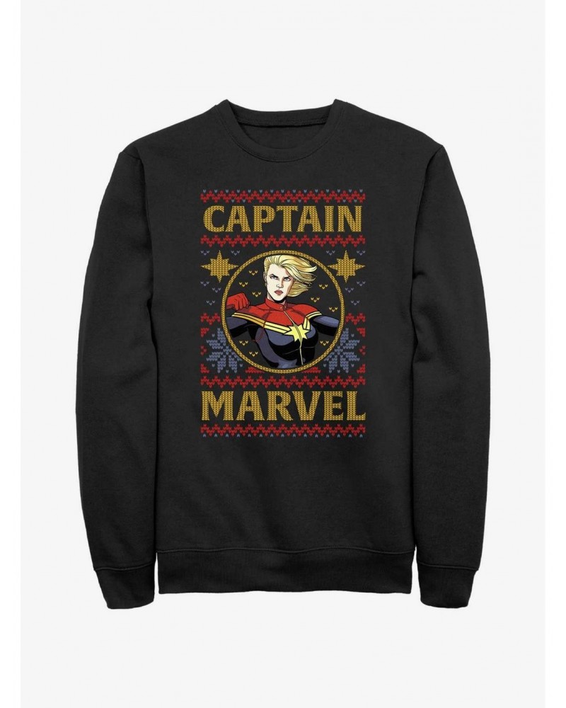 Marvel Captain Marvel Ugly Christmas Sweatshirt $12.69 Sweatshirts