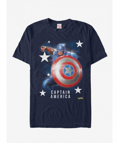 Marvel Strike Force Captain America Stars T-Shirt $8.80 T-Shirts