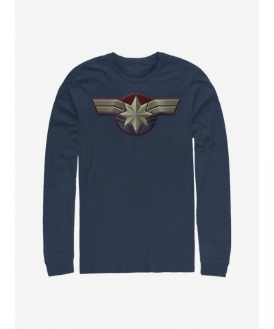 Marvel Captain Marvel Logo Long-Sleeve T-Shirt $8.42 T-Shirts