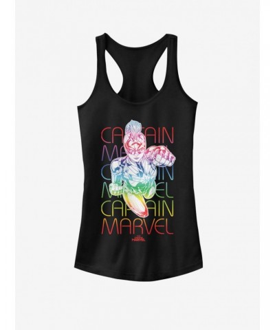 Marvel Captain Marvel Rainbow Power Girls Tank $7.17 Tanks