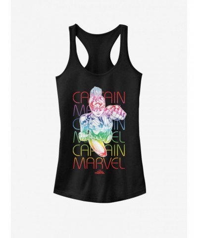 Marvel Captain Marvel Rainbow Power Girls Tank $7.17 Tanks