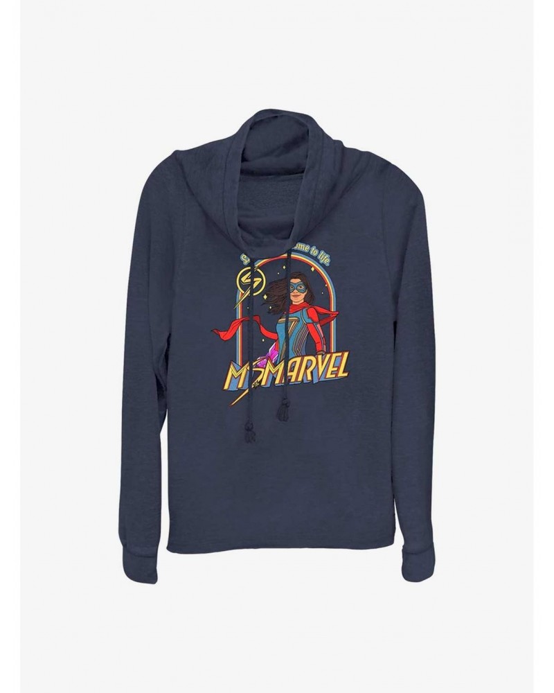 Marvel Ms. Marvel Retro Cowlneck Long-Sleeve Girls Top $17.96 Tops