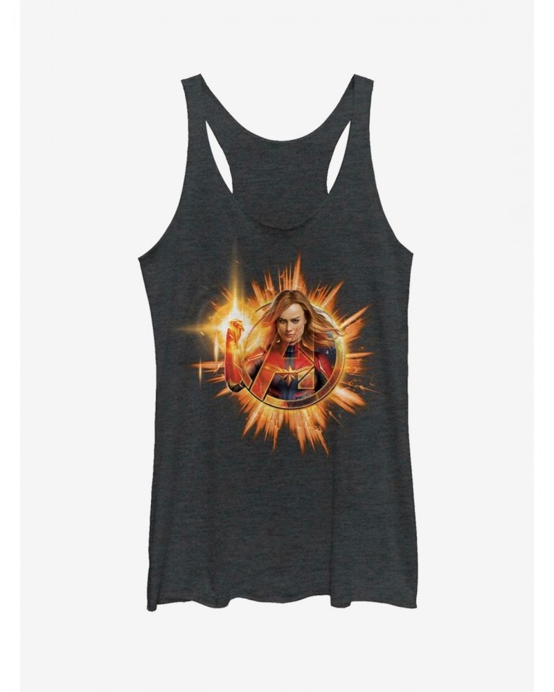 Marvel Avengers: Endgame Fire Captain Marvel Girls Heathered Tank Top $8.96 Tops