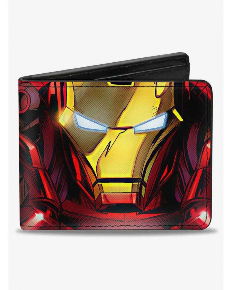 Marvel Iron Man Face Chest Arc Reactor Close Up Bifold Wallet $8.78 Wallets