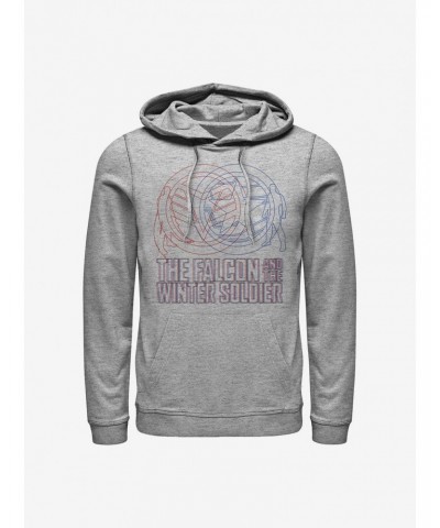 Marvel The Falcon And The Winter Soldier Red Blue Wireframe Hoodie $13.65 Hoodies