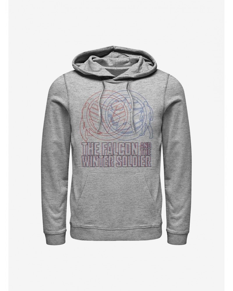 Marvel The Falcon And The Winter Soldier Red Blue Wireframe Hoodie $13.65 Hoodies