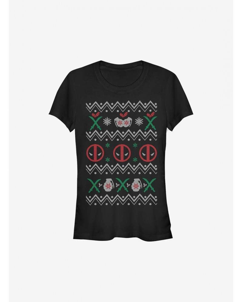 Marvel Deadpool Ugly Christmas Sweater Girls T-Shirt $8.76 T-Shirts