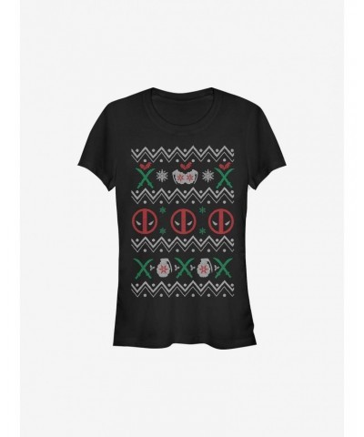 Marvel Deadpool Ugly Christmas Sweater Girls T-Shirt $8.76 T-Shirts