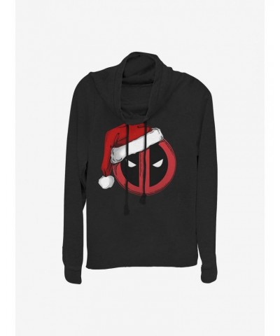 Marvel Deadpool Santa Hat Christmas Cowl Neck Long-Sleeve Girls Top $13.29 Tops