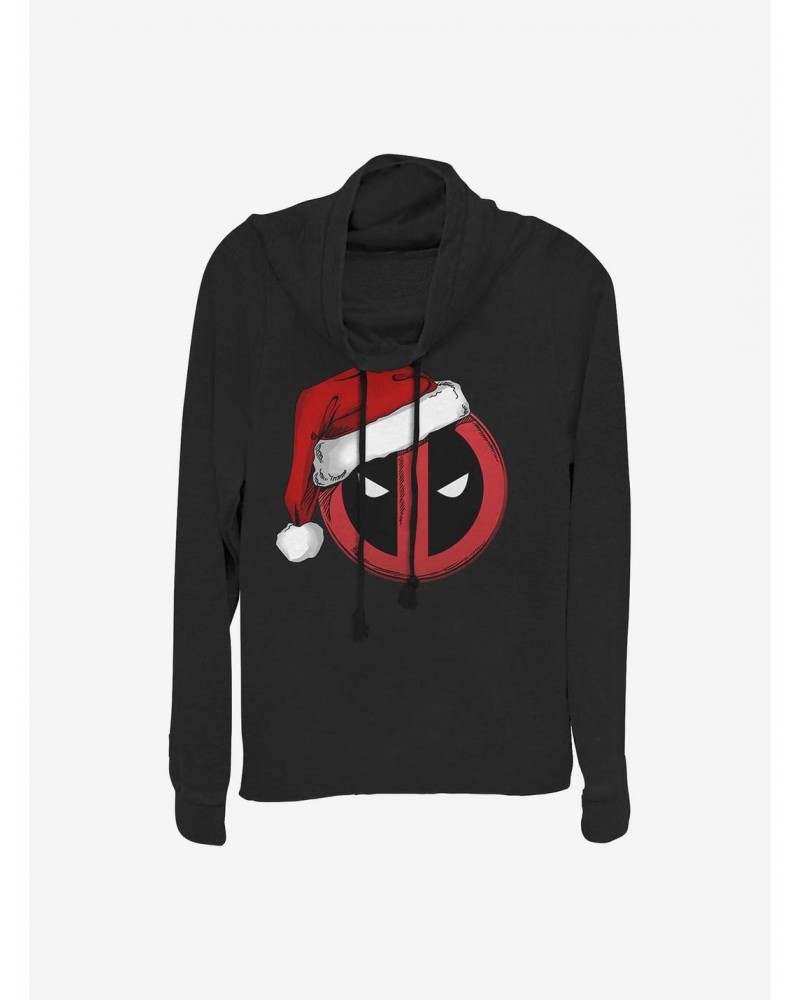 Marvel Deadpool Santa Hat Christmas Cowl Neck Long-Sleeve Girls Top $13.29 Tops