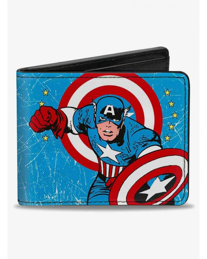 Marvel Captain America Action Pose Captain America Weathered Bifold Wallet $10.24 Wallets