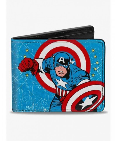 Marvel Captain America Action Pose Captain America Weathered Bifold Wallet $10.24 Wallets