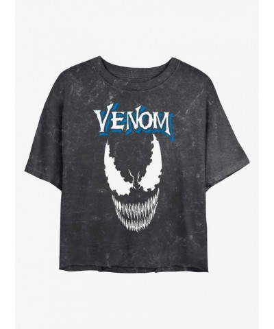 Marvel Venom Face Mineral Wash Crop Girls T-Shirt $10.87 T-Shirts