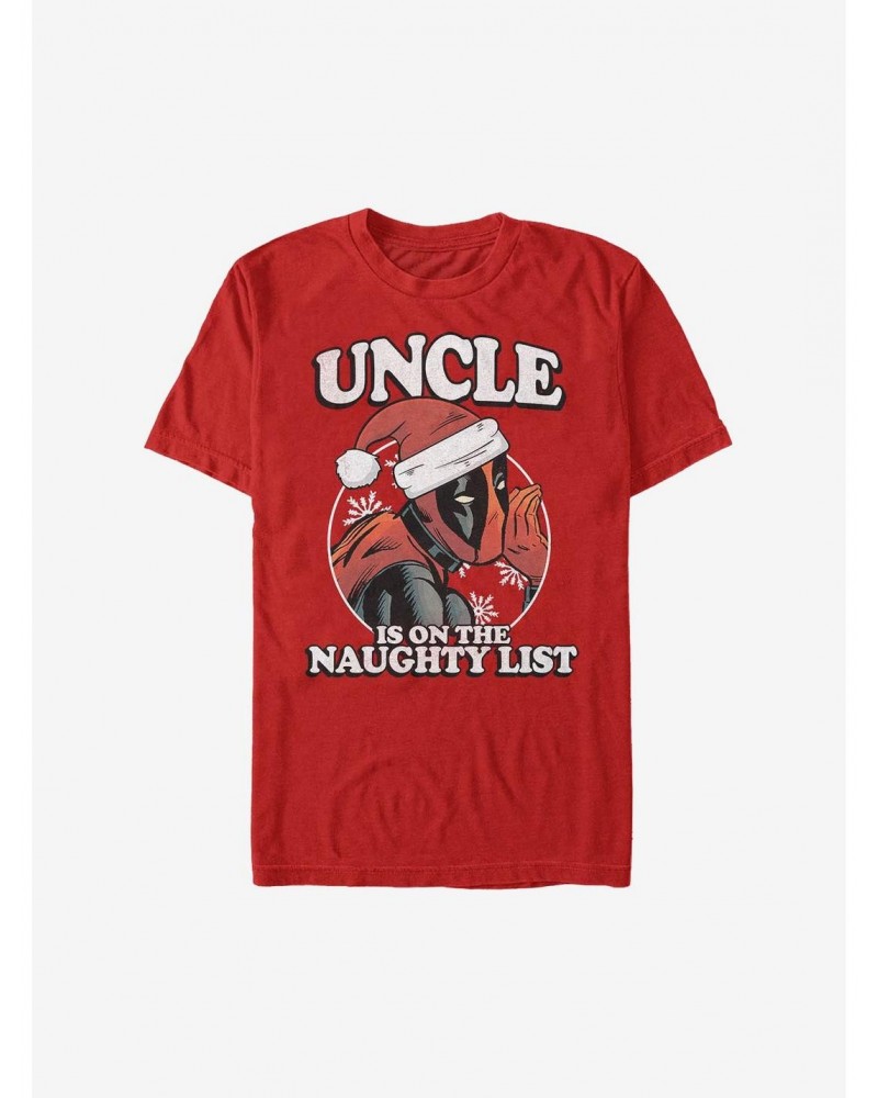 Marvel Deadpool Uncle Is On the Naughty List Holiday T-Shirt $8.41 T-Shirts