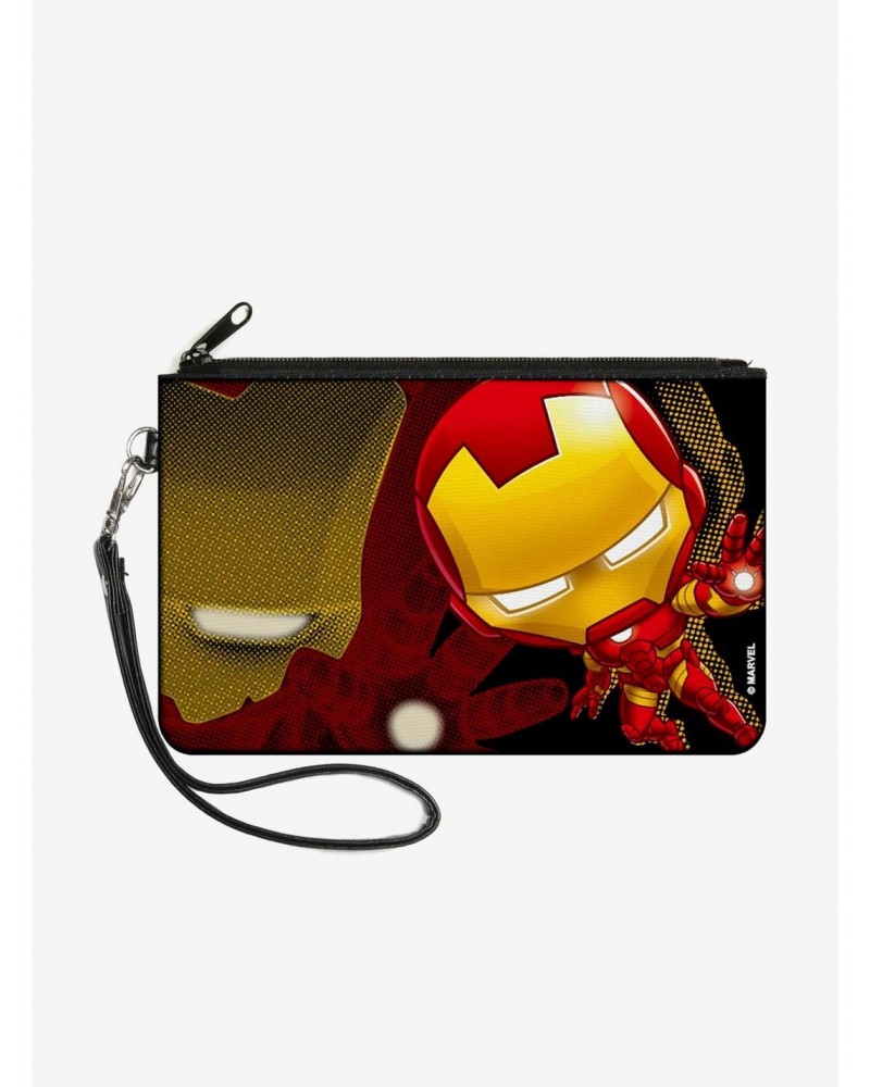 Marvel Chibi Iron Man Repulsor Pose Wallet Canvas Zip Clutch $9.45 Clutches